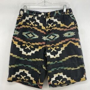 10.Deep Bermuda Shorts Men 32 x11 Aztec Print Summer Beach Casual Vintage